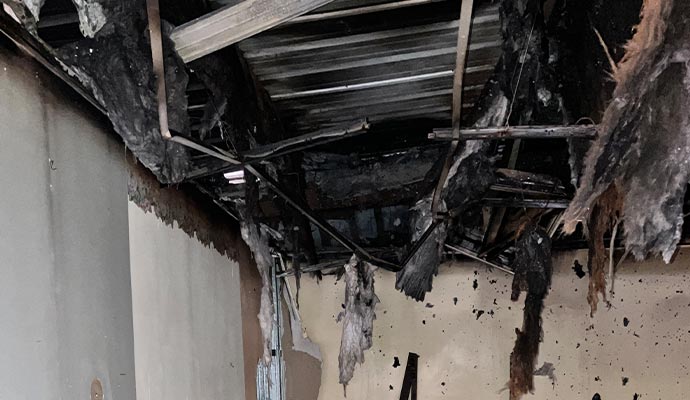 Insulation damaged by fire