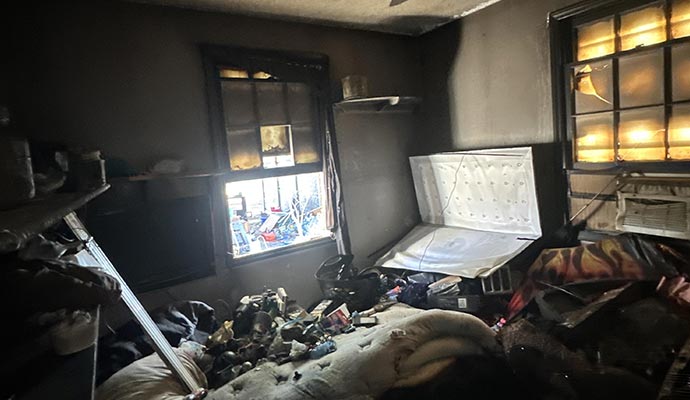Fire damaged house