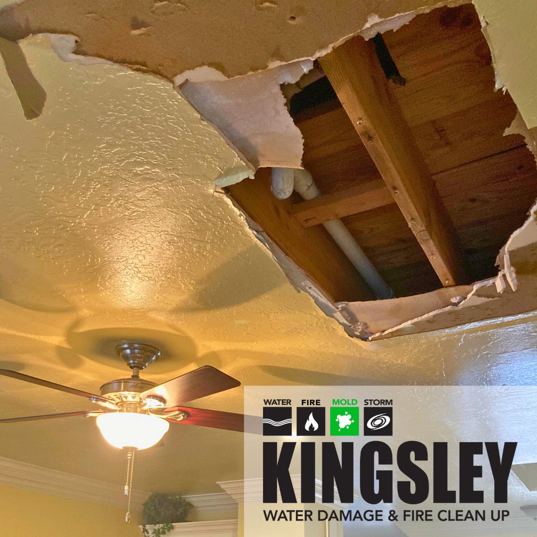 Water-Damaged Living Room Ceiling Collapse