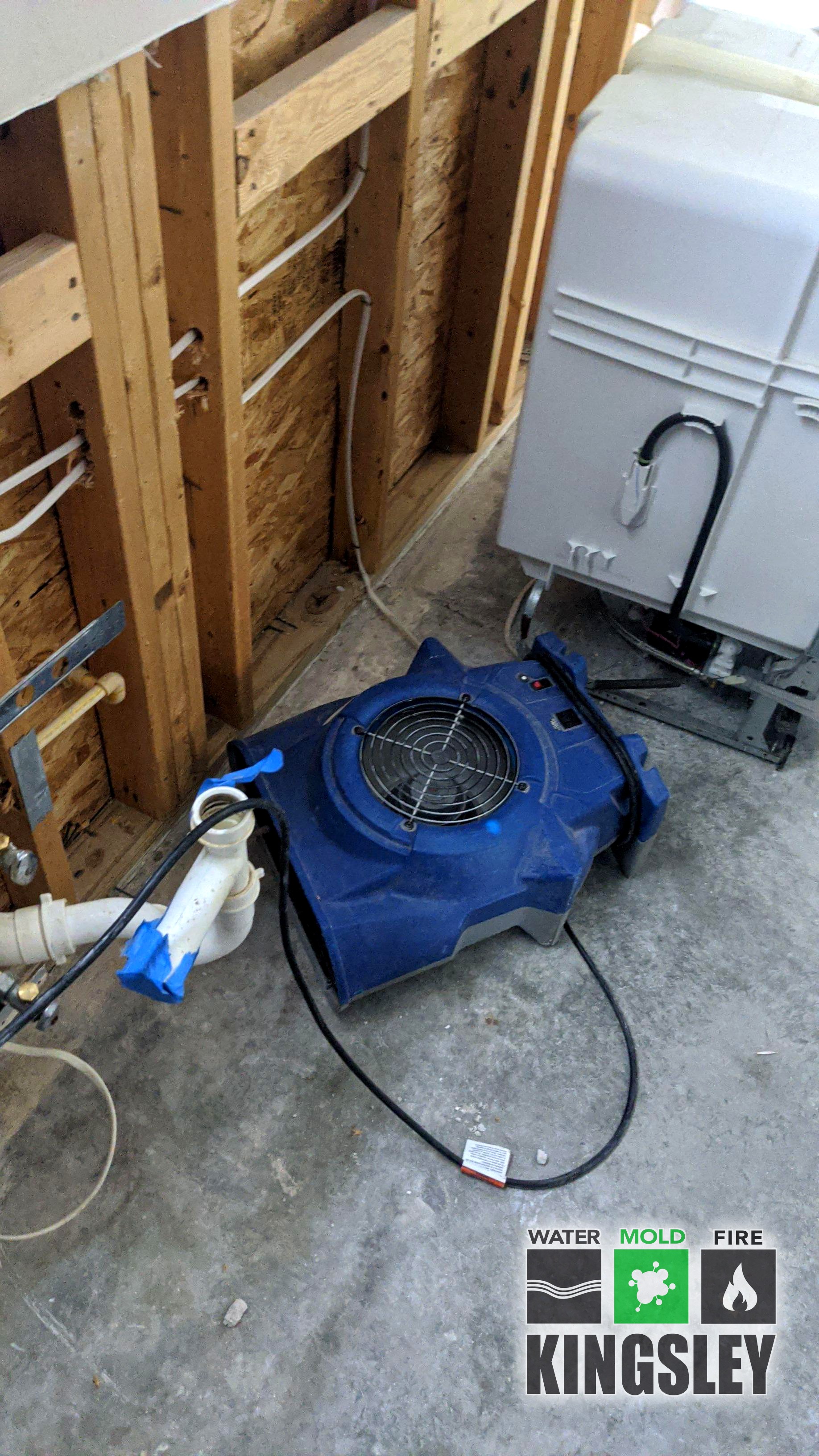 kingsley kitchen appliance leak demo air mover drying columbia sc