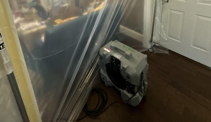 Water damage restoration service with airmover system