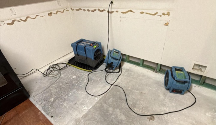 Water damage restoration service with equipments