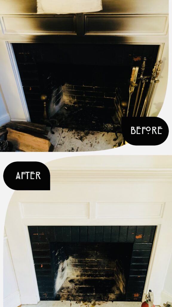 Fire damage restoration before and after picture in Columbia, SC.