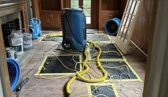 Water damage wooden floor